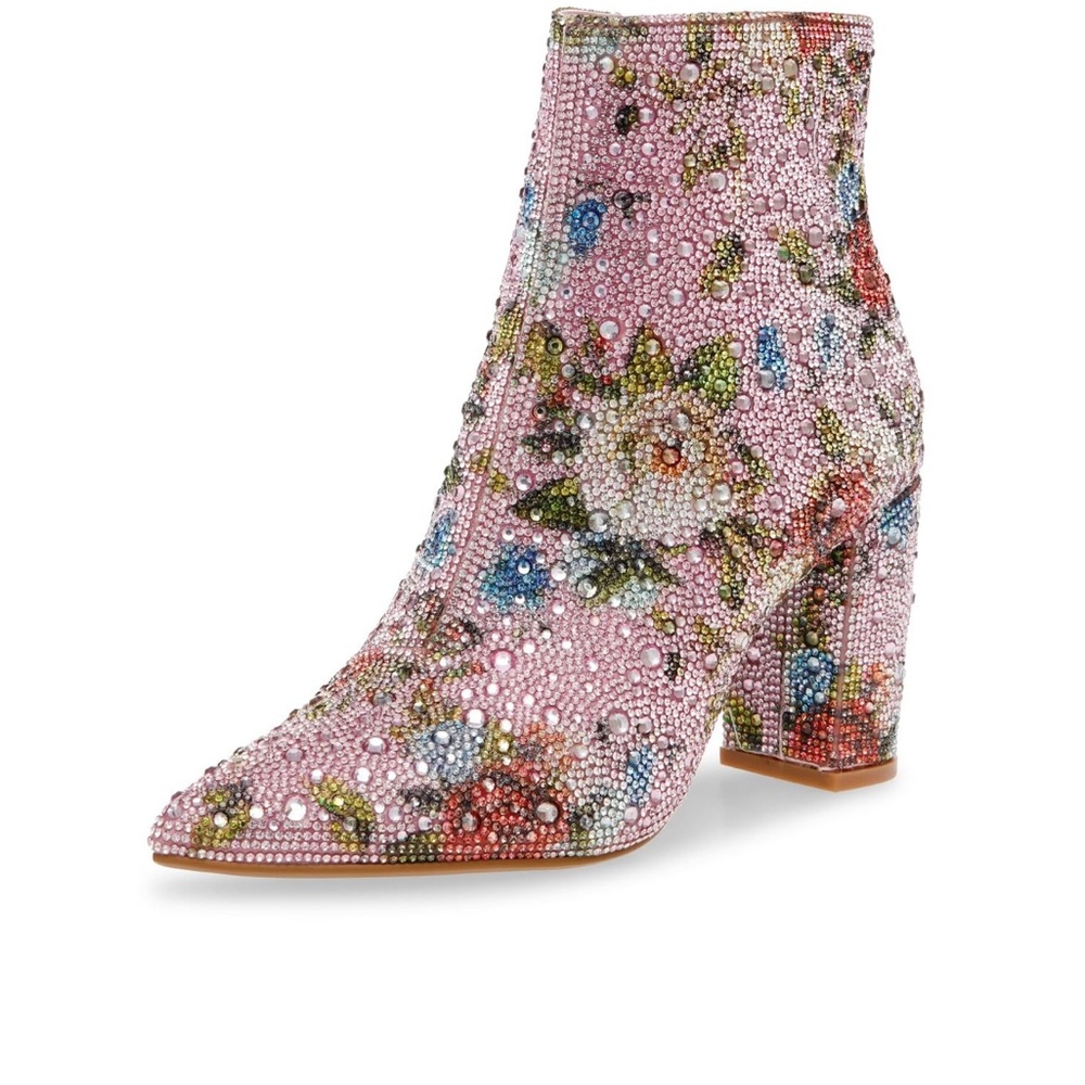 Betsey Johnson Pink and Blue Ankle Booties with Chunky Heel